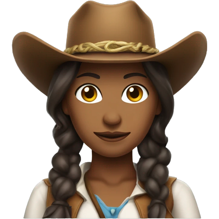 brunette bronze skin lady with a big lasso and cowboy hat emoji