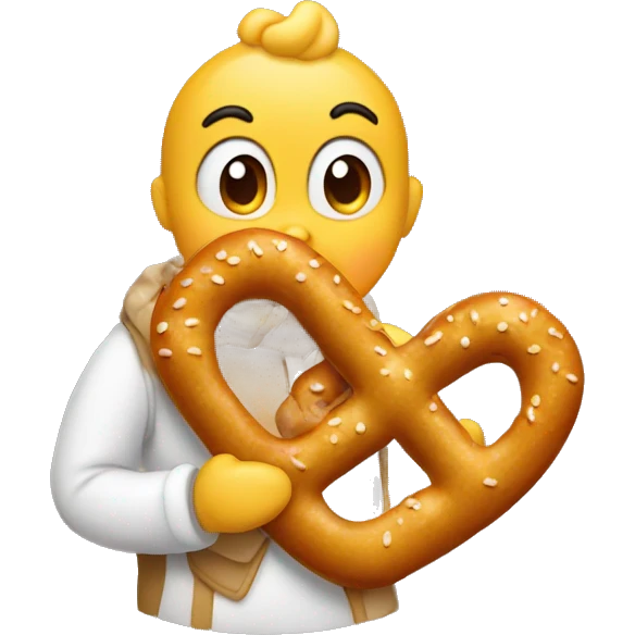 chick kissing a pretzel emoji
