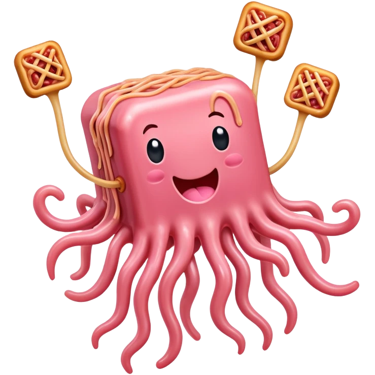  SPAM meat melted pink dripping sauce flying spaghetti monster emoji
