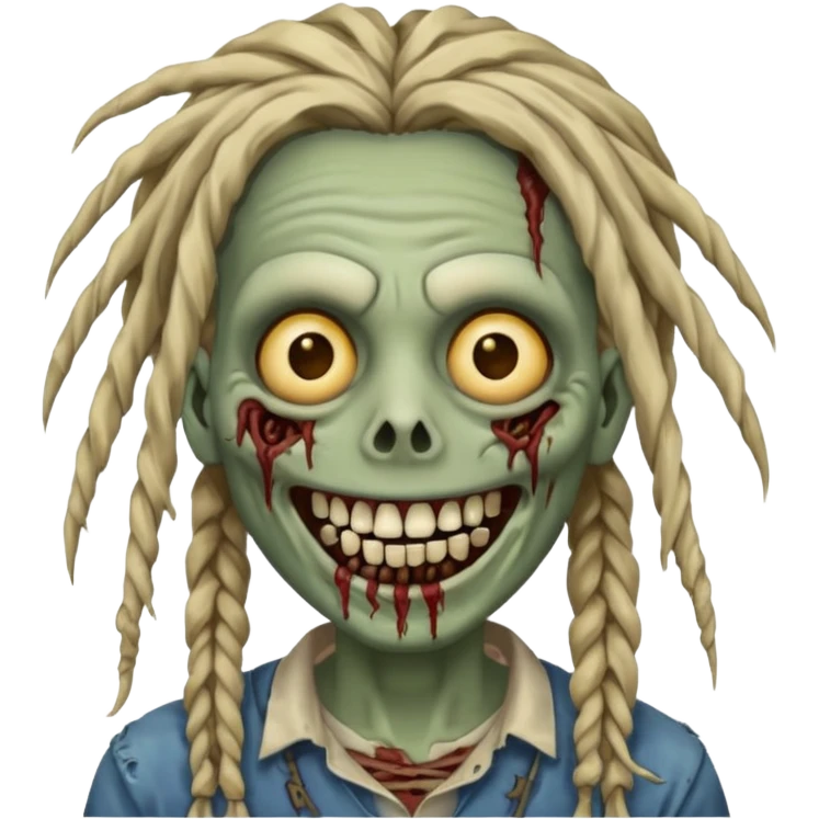 zombie with dreads with braces smiling  emoji