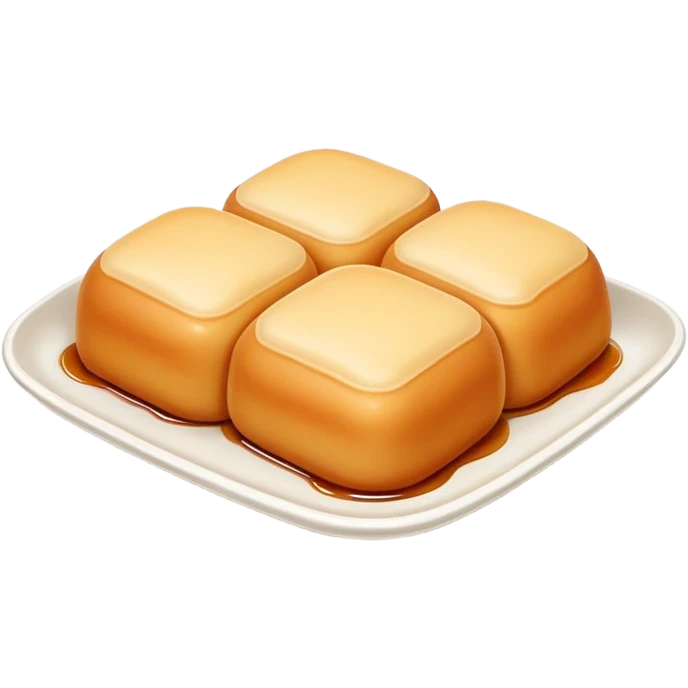 Fried mantou golden crispy bun with condensed milk, simplified emoji style with bold outlines and bright colors, cartoon style Chinese deep fried bread emoji