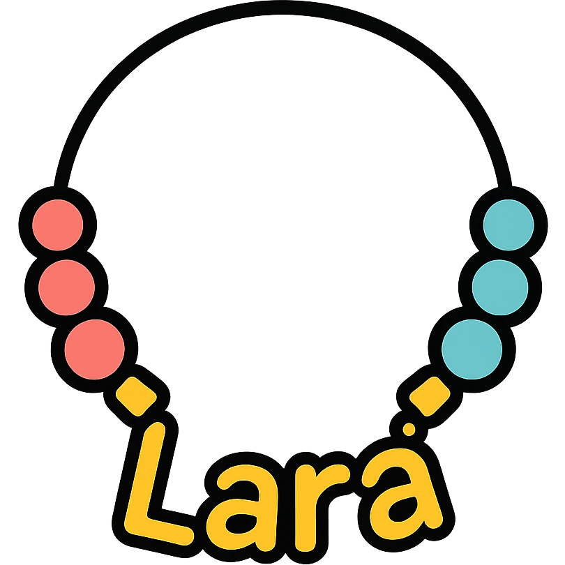 colorful contour necklace with the text 'Lara' emoji