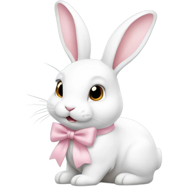 white rabbit with light pink bow emoji