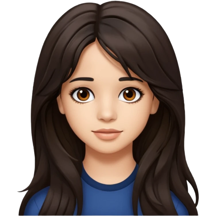 Camila Cabello with long dark brown hair emoji