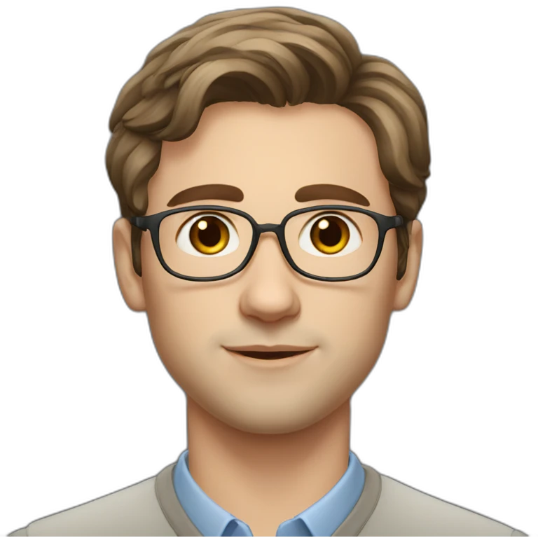 young russian professor no facial hair with brown hair emoji