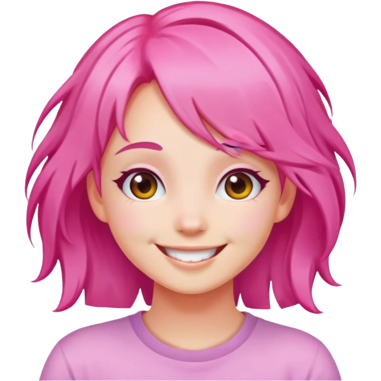 happy girl with pink hair emoji