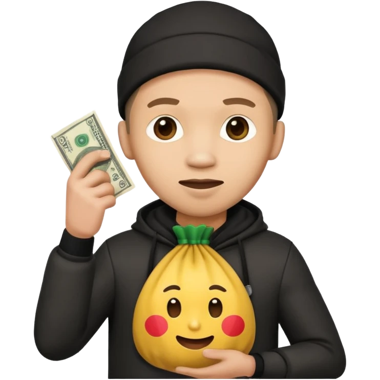 Ladrão com saco de dinheiro emoji efeito Mandela emoji