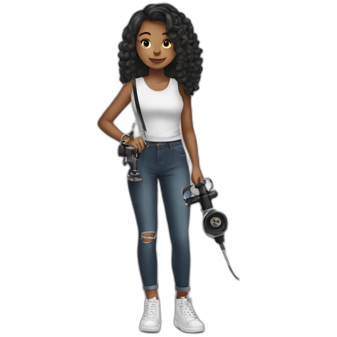 girl holding a tattoo machine in her hand emoji