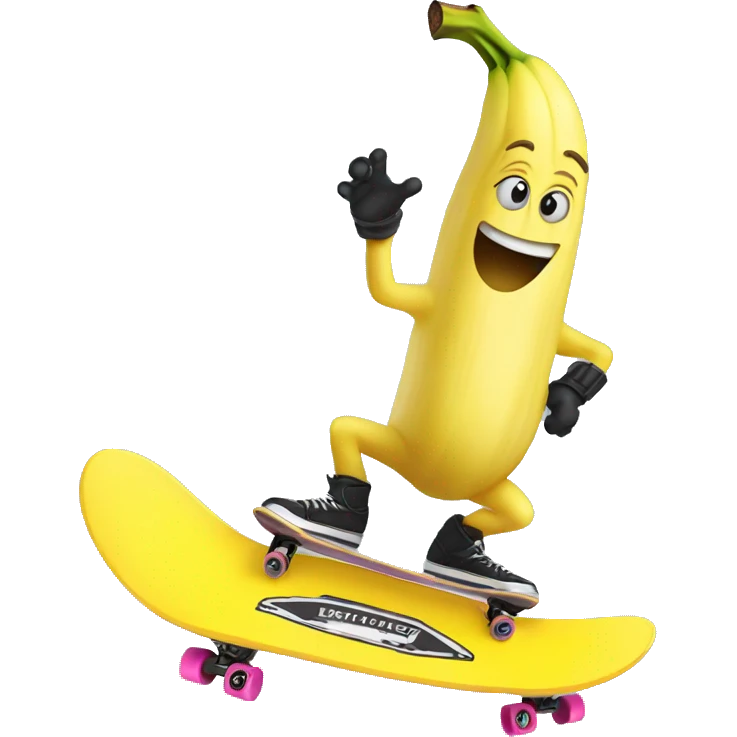 Banana in a skateboard emoji
