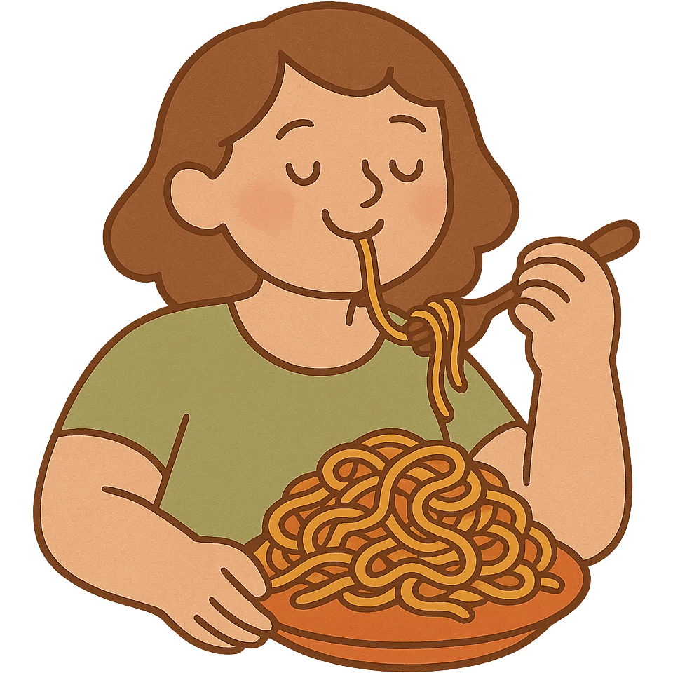 Remove all shadows from the noodles, keep the flat warm colors style, keep background transparent. emoji