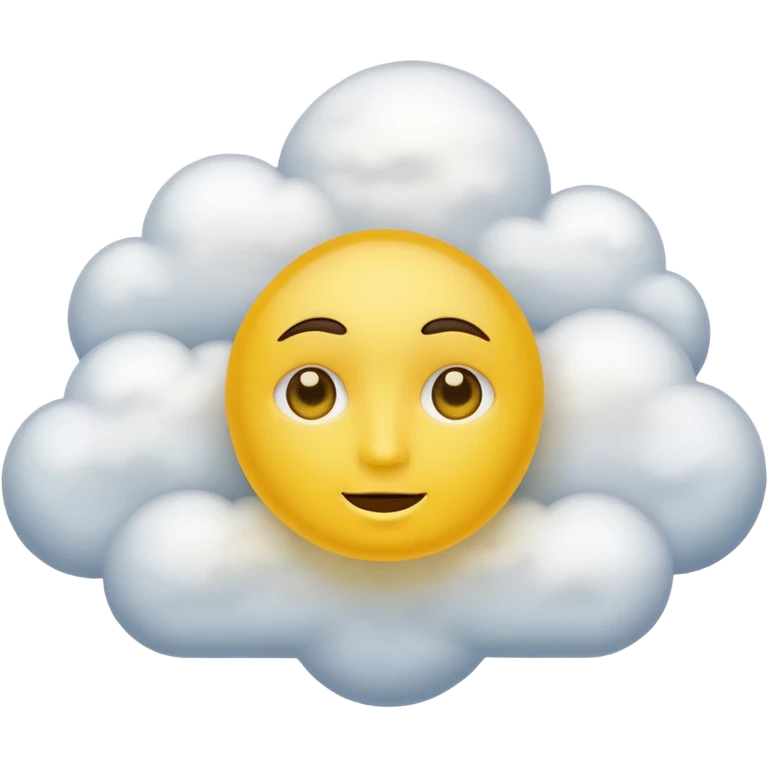 Face in clouds yellow circle and black eyes and remove a mouth and move in a cloud remove a mouth on face emoji