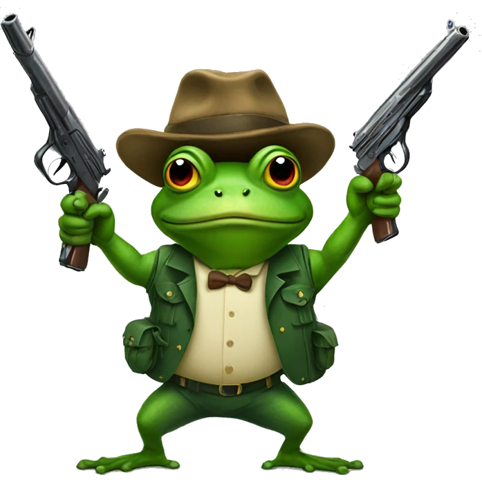 frog holding a gun emoji