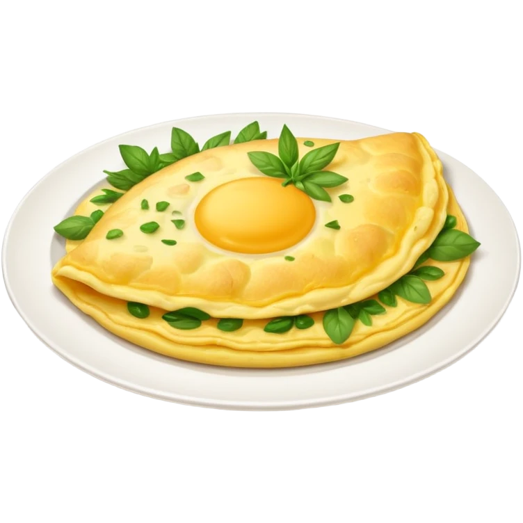 omlette on plate, some garnish on omlette emoji