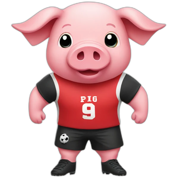 pig with red soccer tshirt standing emoji