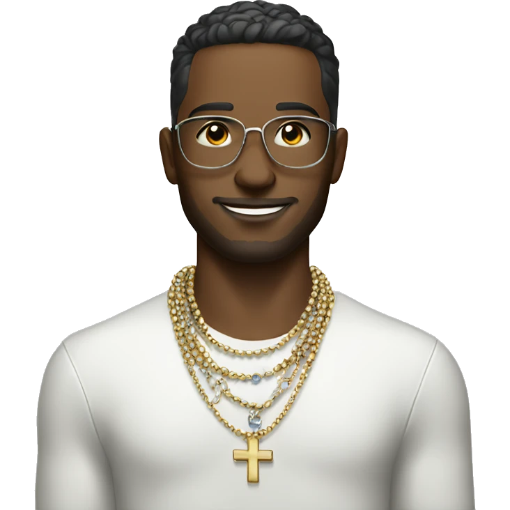 stylish male with jewelry indoors, with a cross necklace  emoji