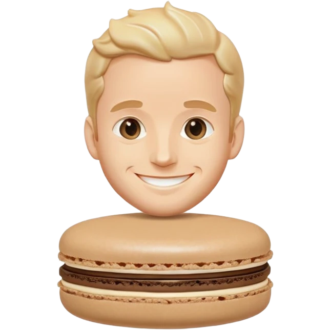 macaron pastry with the face of Macron, smiling expression emoji