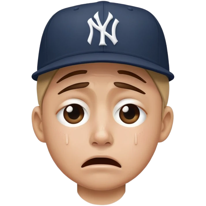 Crying emoji with a Yankees hat emoji