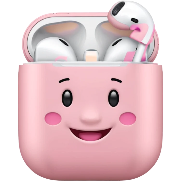 Create a pink happy circle emoji who listens to music on AirPods Max make them always this style 🥹 emoji