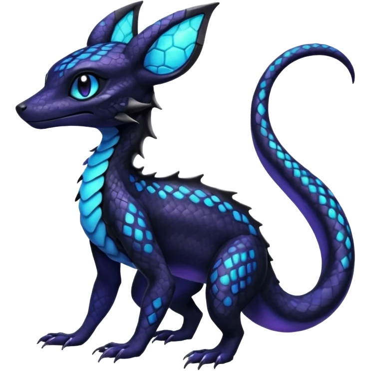Shiny beautiful gorgeous ethereal Scaley Exotic Salandit-Umbreon-Fakémon-hybrid-creature (full body) emoji