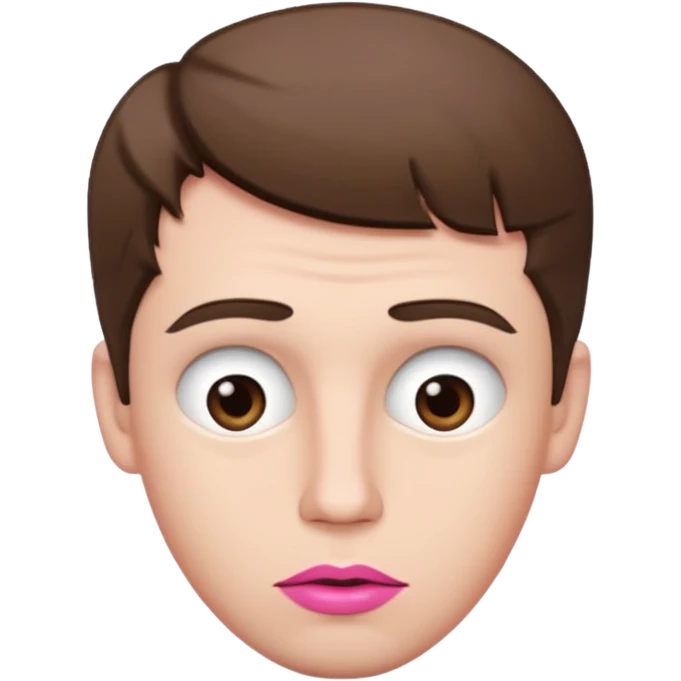 White man with short brown hair, long face, and pink male looking sassy emoji