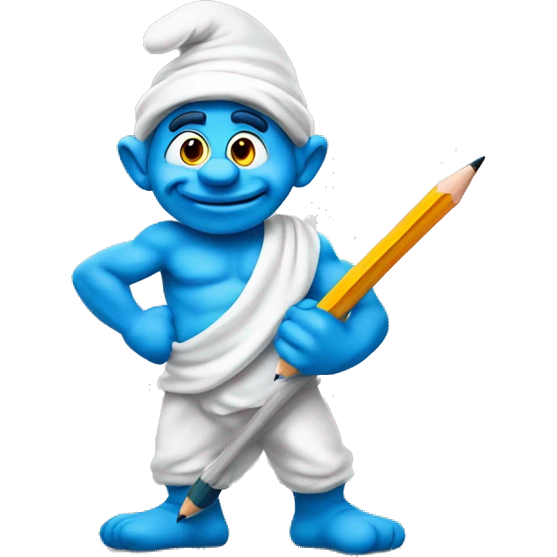 Smurf with pencil  emoji