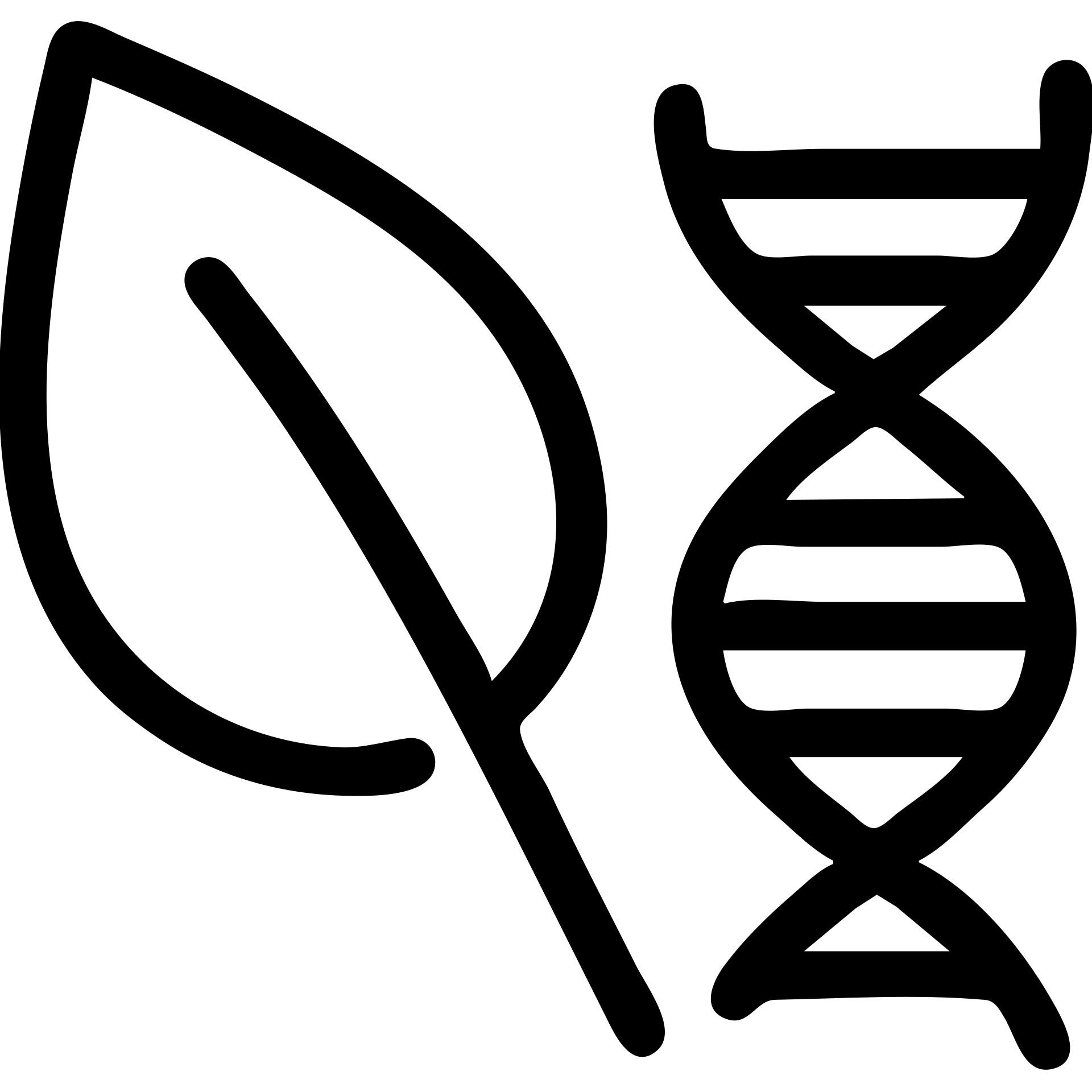 NON-GMO icon, outlined style, features a leaf and a DNA strand crossed out, black and white emoji