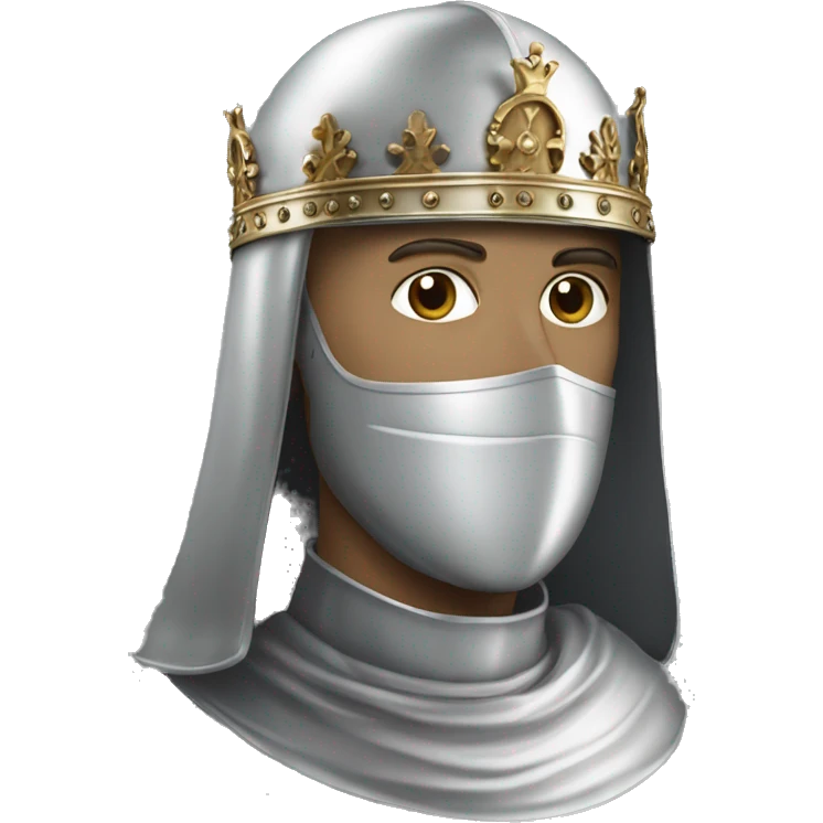 king baldwin IV in silver full face mask up emoji