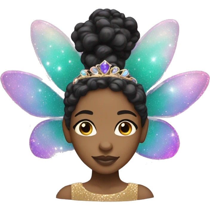 Light skin black woman fairy princess pink purple teal gold sparkles emoji