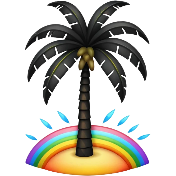 Palmera de negro con un arcoiris de fondo en la noche emoji