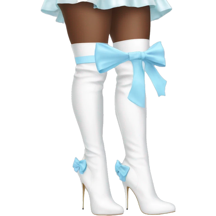 White thigh high boots with baby blue bows emoji