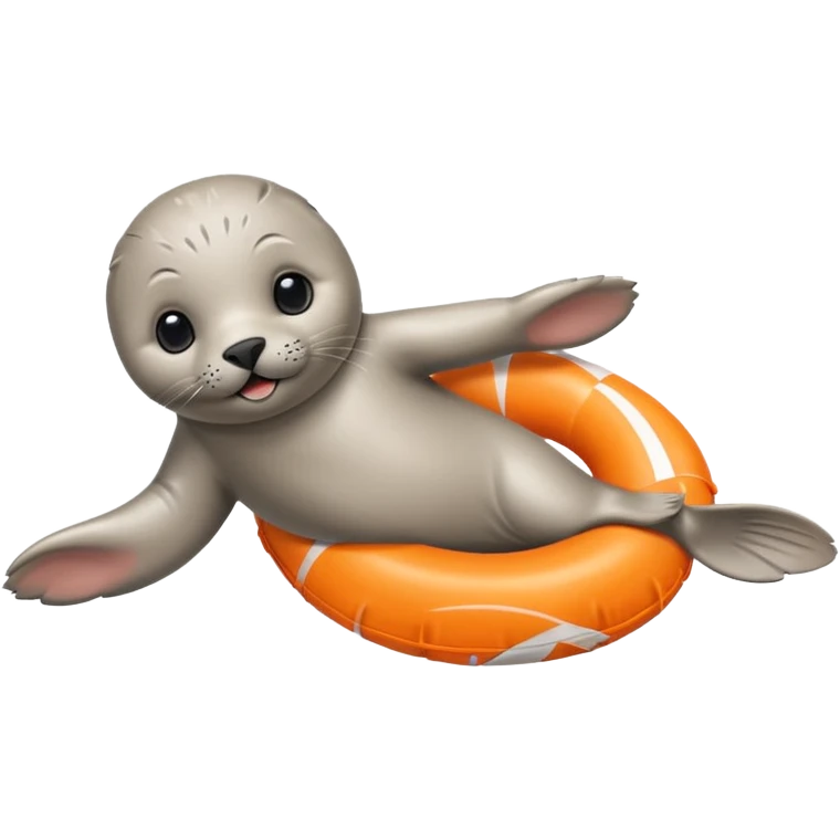 A cute seal pup with floaties on both flippers, kicking excitedly near lane markers. emoji