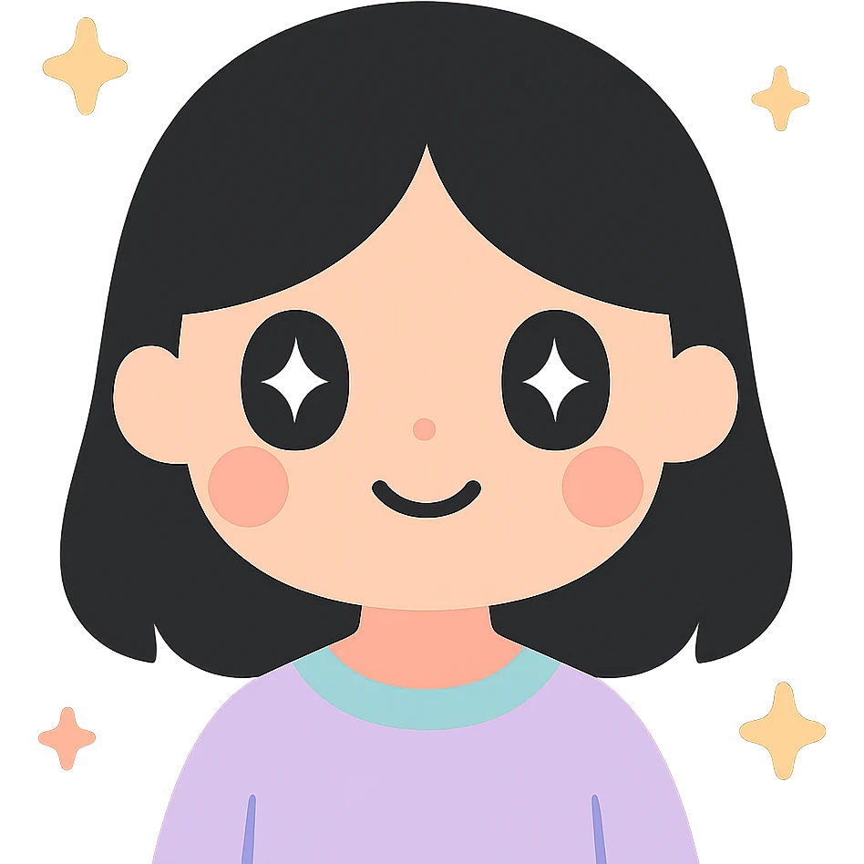 illustration of a girl with straight black hair, character illustration style emoji