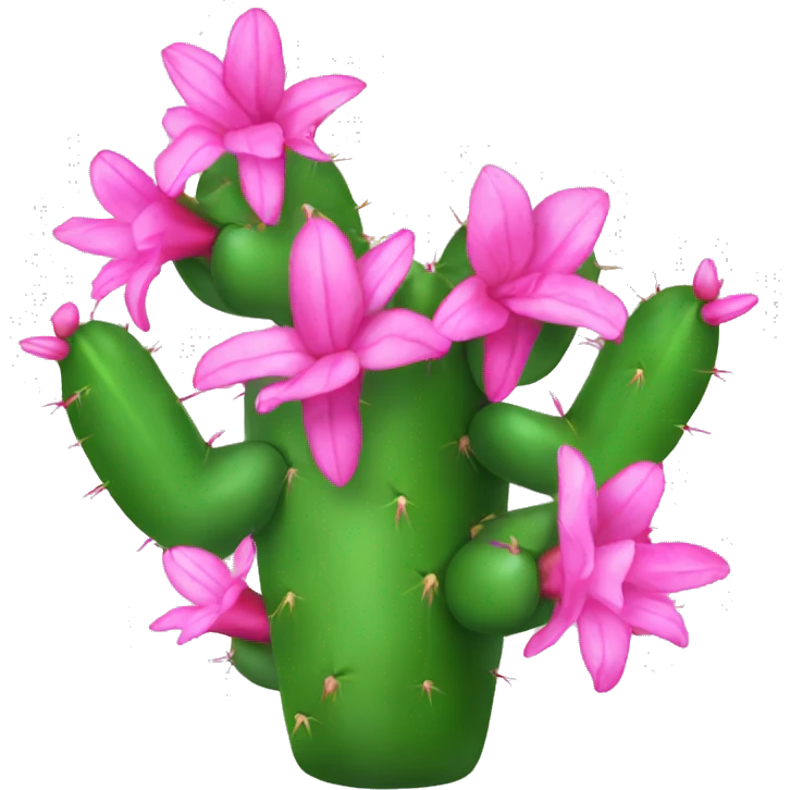 Christmas cactus with pink flowers emoji