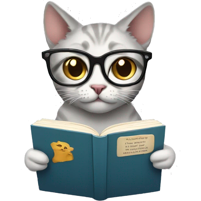 Cat with glasses reading a book  emoji