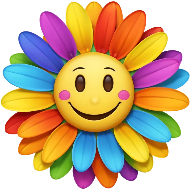 Rainbow daisy with smiley face emoji