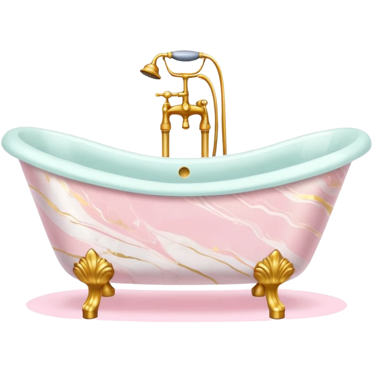 Pastel luxury marble bathtub with fancy elegant legs emoji
