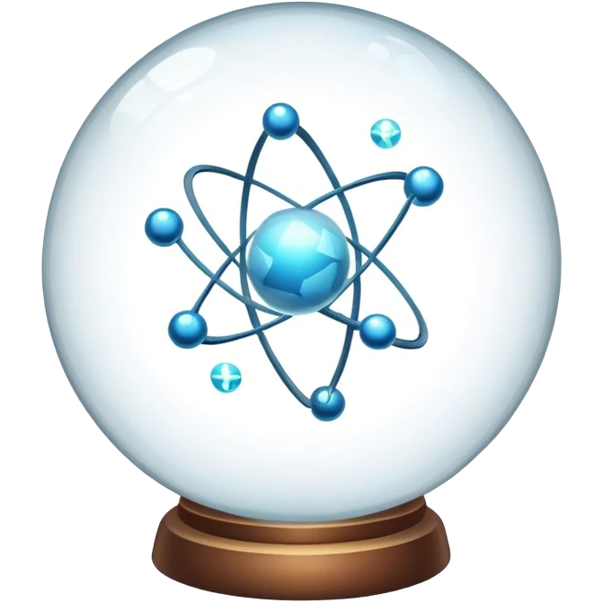 A glass sphere with atoms flying around inside, no stand emoji