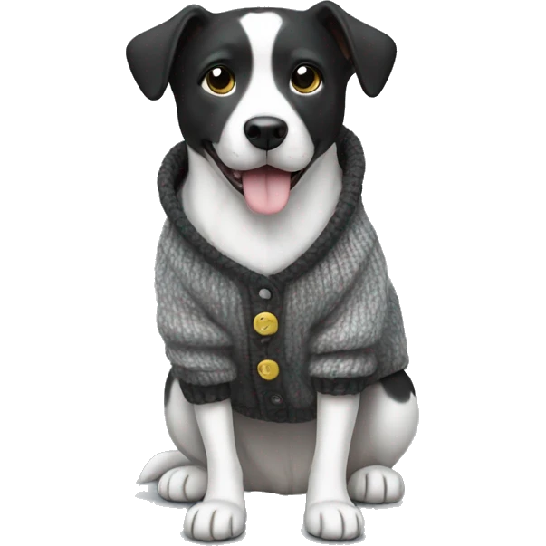 Black and white dog wearing sweater emoji