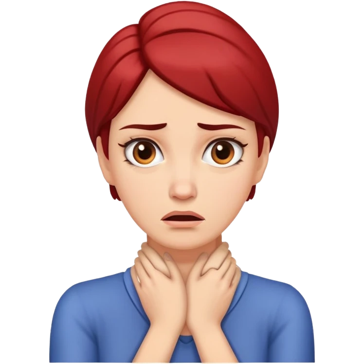 Woman with hands crossed over each other holding neck with an irate expression emoji