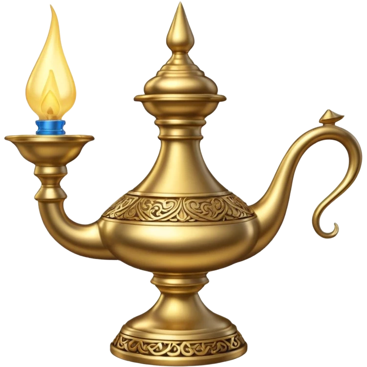 A hyperrealistic genie lamp emoji