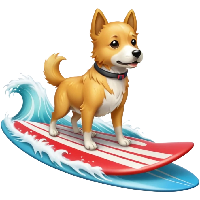 Chien qui fait du surf emoji