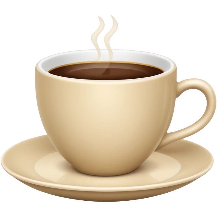 classic coffee cup and saucer, light beige, elegant shapes, Apple emoji style, no text emoji