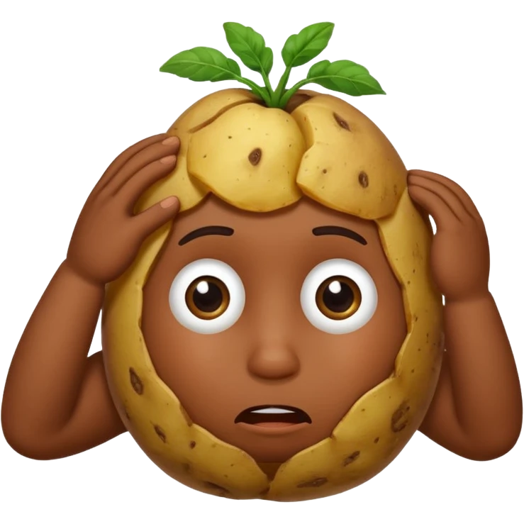 Potato that is confused with hand scratching his head emoji