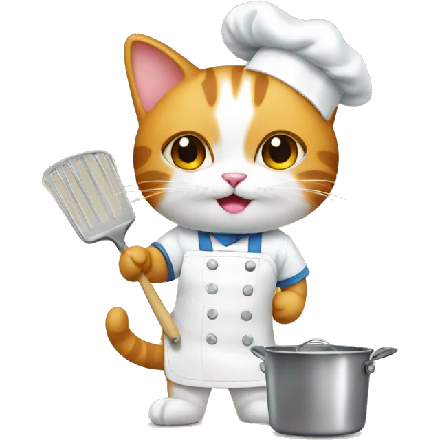 cute cat cleaning chef  emoji