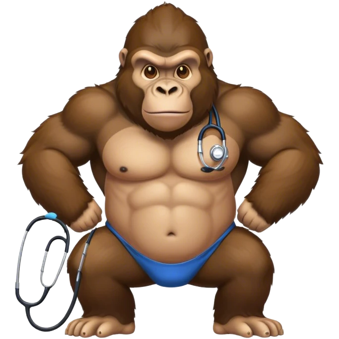 super buff gorilla WITH STETHOSCOPE emoji