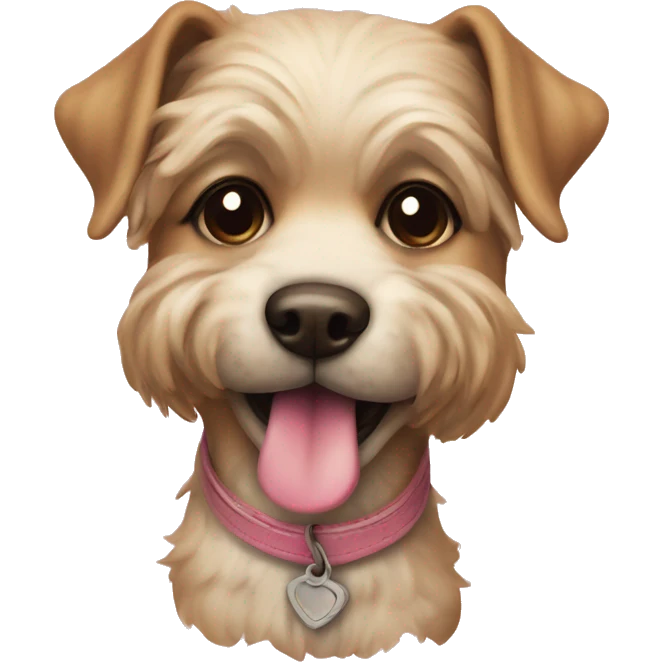 Vintage dog with pink emoji