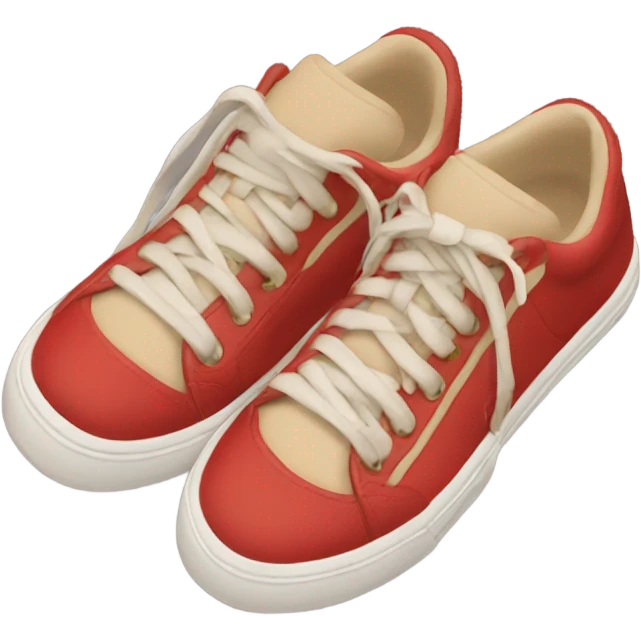 red and beige sneakers on feet emoji