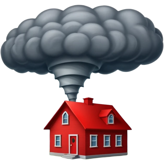 Tornado in storm with red home emoji