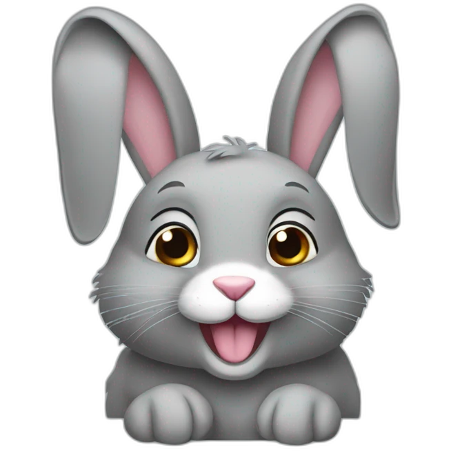 happy grey bunny with long lop ears emoji