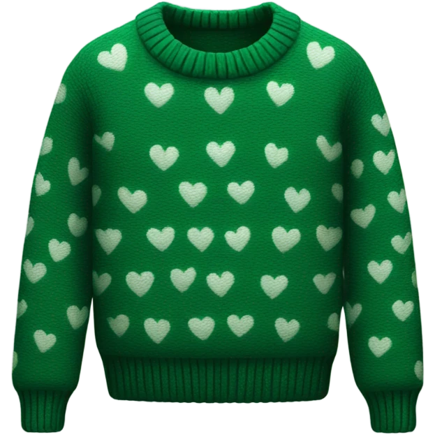 sweater pattern in the shape of a heart and color is dark green emoji
